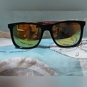 Tommy Hilfiger Black Sunglasses with Gold Lenses